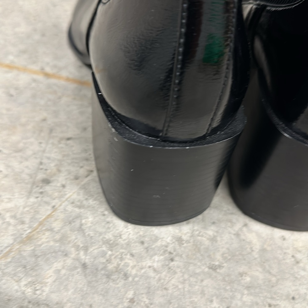 BNWT Zara black patent block heel pull on boots Sz 41 - Picture 5 of 6